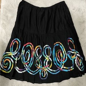 Cotton Broomstick skirt with Colorful Trim by Lifestyle Sz M NWOT